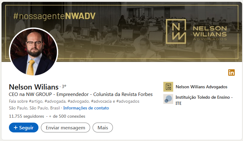 Exemplo de LinkedIn para advogados