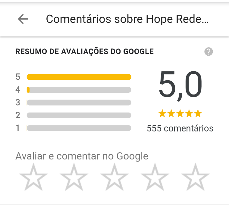 Print da aba de avaliações do Google Meu Negócio