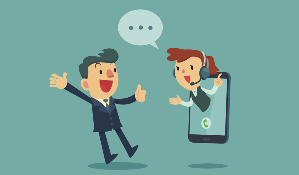 imagem mostra a felicidade do cliente em receber um bom atendimento ao cliente