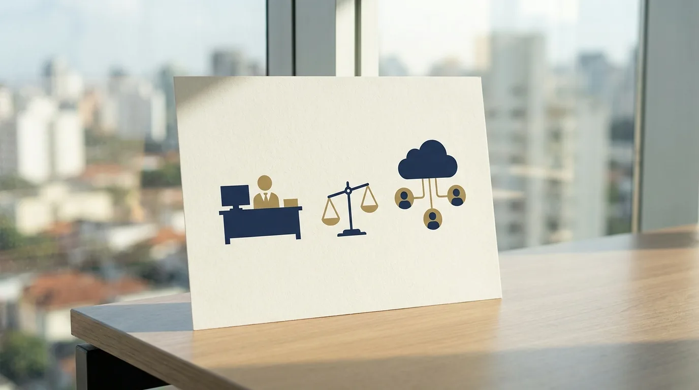 Ilustração comparando custo fixo de equipe interna com custo variável do BPO jurídico