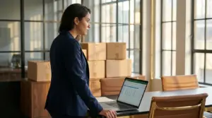 Advogado planejando como abrir um escritório de advocacia com documentos e notebook sobre a mesa