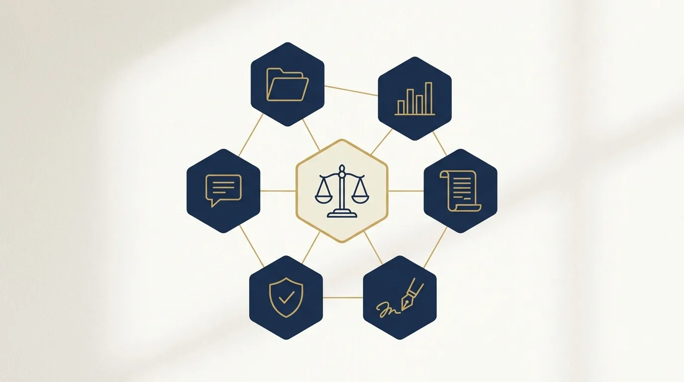 Mapa das categorias de legaltech e lawtech conectadas ao redor da advocacia