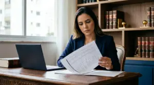 Advogado consultando a tabela de honorários da OAB para precificar serviços no escritório