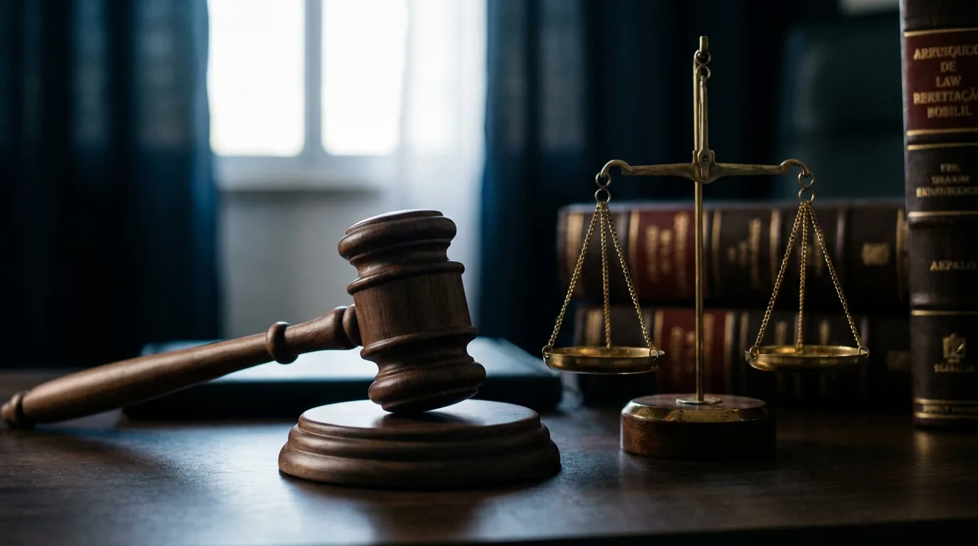 Martelo de juiz e balança representando a tabela de honorários da OAB na fixação judicial