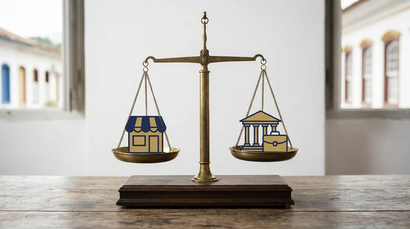 Comparativo entre MEI e sociedade unipessoal de advocacia em balança