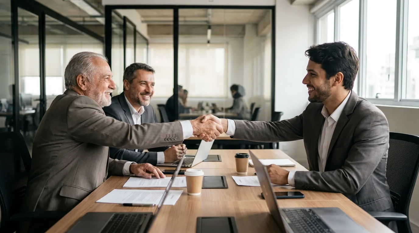 Sócios de uma sociedade de advogados conversando sobre as regras do Estatuto da OAB